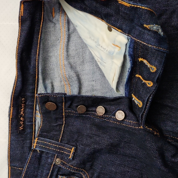 NUDIE BUTTON GRIM TIM ORGANIC DRY NAVY JEAN - Picture 5 of 14